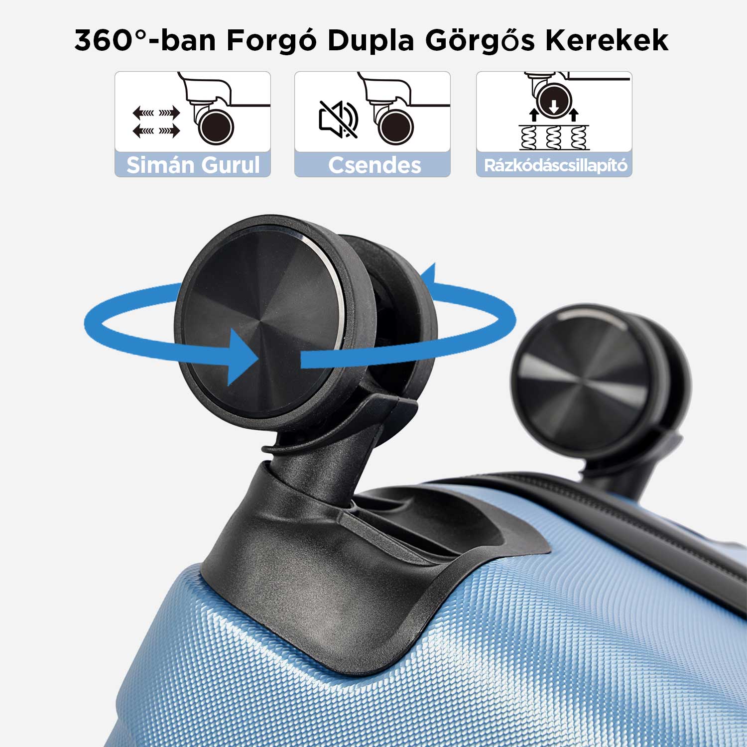 BONTOUR vertical 4 kerekes közepes bőrönd 65x44,5x27cm, m méretű, jégkék-2