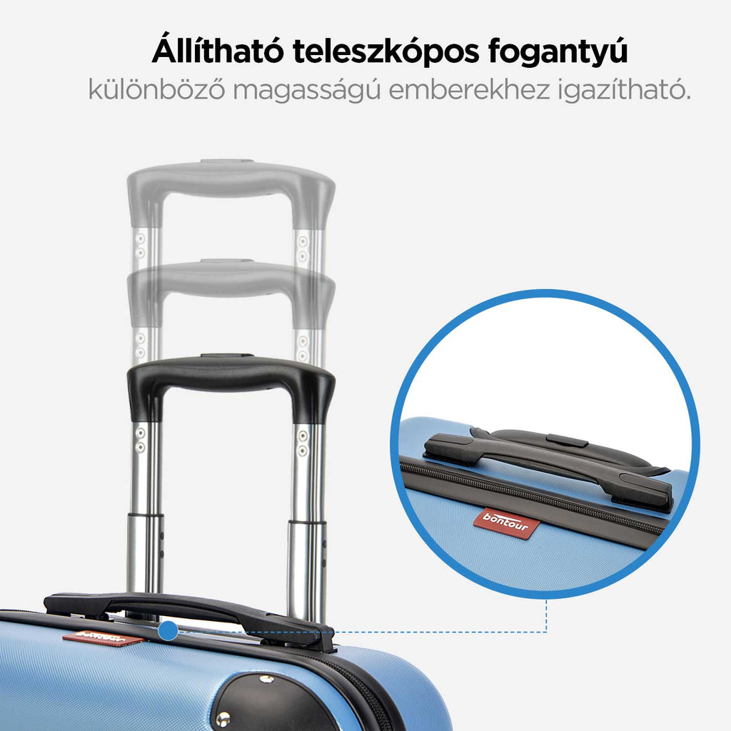 BONTOUR vertical 4 kerekes közepes bőrönd 65x44,5x27cm, m méretű, jégkék-1